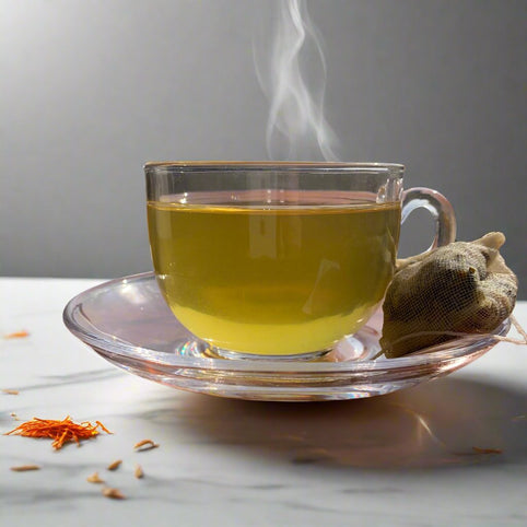 Kashmiri Kahwa with Saffron & Almond - 100% Hand-Sewn Premium Cotton Tea Bags (GhaaTEA Pack of 6 Reinfusible Potlis)