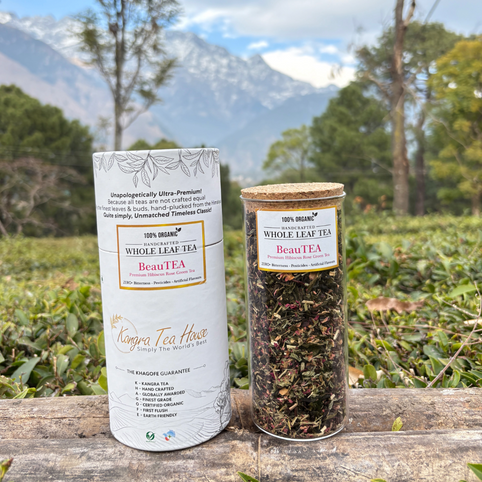 Organic First Flush Hibiscus Rose Whole Leaf Green Tea - Youthful & Glowing Skin | Good for Digestion | Supports Heart Health